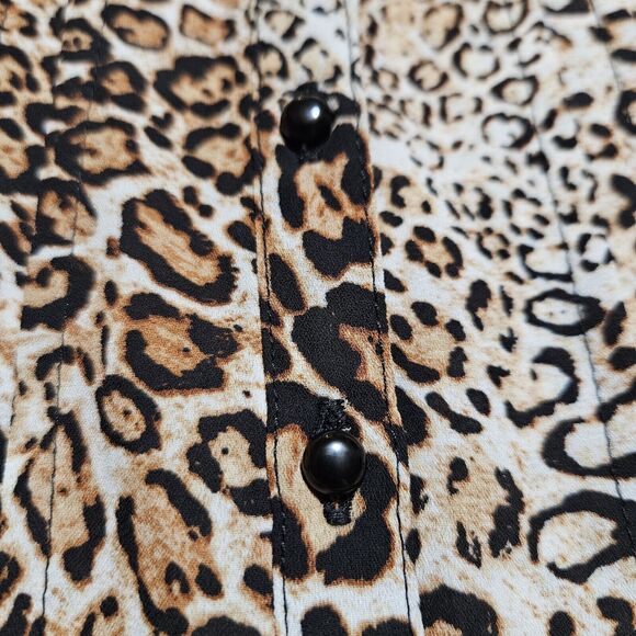 Nanette Lepore Midi Shirt Dress Leopard Animal Print Pintuck Pleated Party 14 - Picture 16 of 16